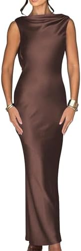 Luna Satin Cowl-Back Maxi Dress