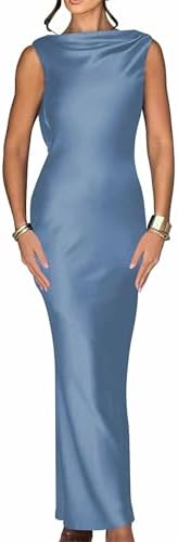Luna Satin Cowl-Back Maxi Dress