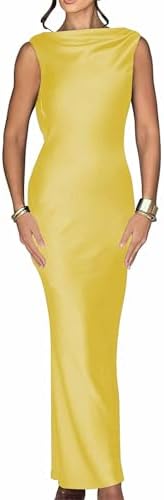 Luna Satin Cowl-Back Maxi Dress