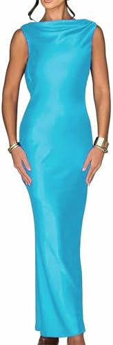 Luna Satin Cowl-Back Maxi Dress