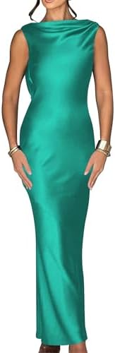 Luna Satin Cowl-Back Maxi Dress