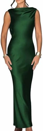 Luna Satin Cowl-Back Maxi Dress
