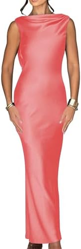 Luna Satin Cowl-Back Maxi Dress