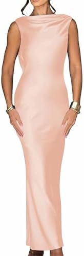 Luna Satin Cowl-Back Maxi Dress