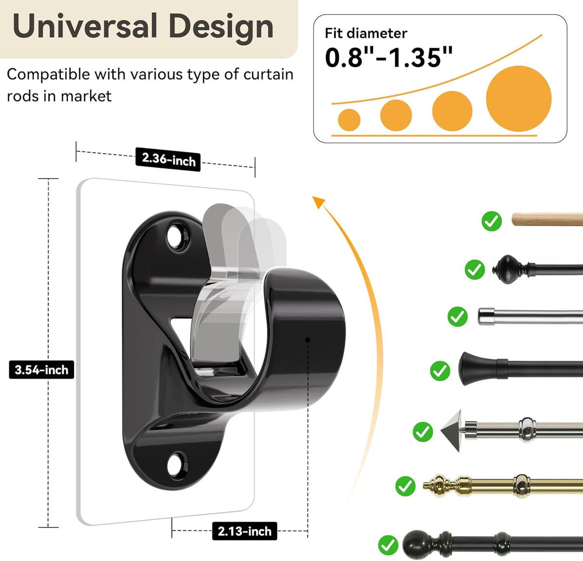 SnapStay Drill Free Curtain Mounts