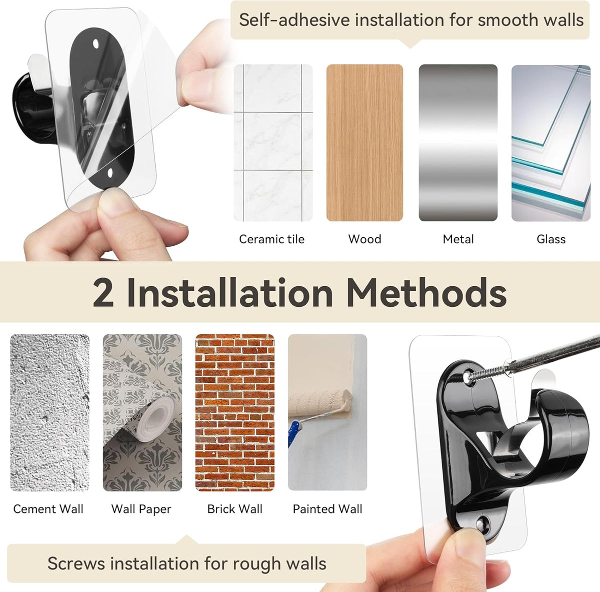SnapStay Drill Free Curtain Mounts