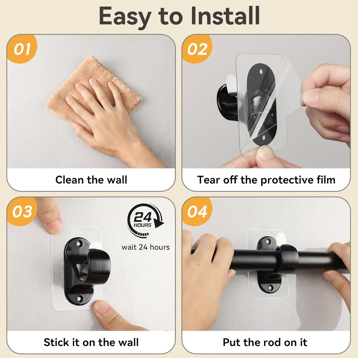 SnapStay Drill Free Curtain Mounts