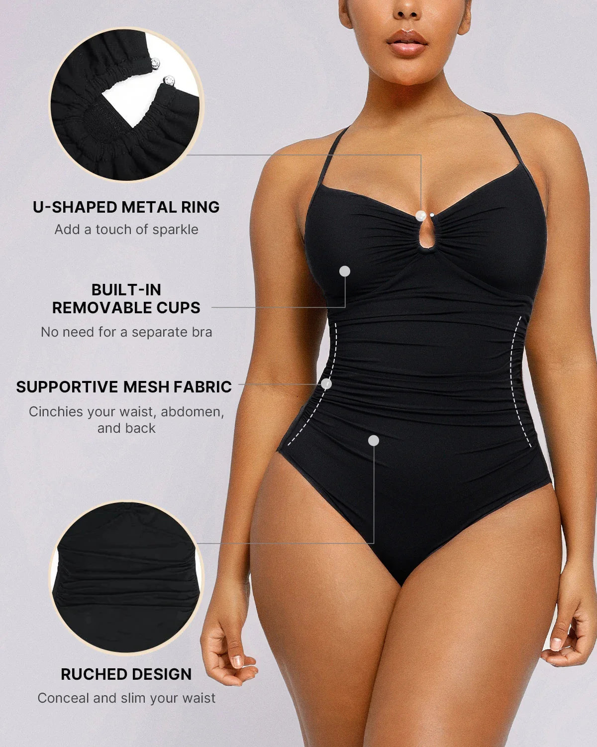 SculptWave™ Ruched Halter One-Piece