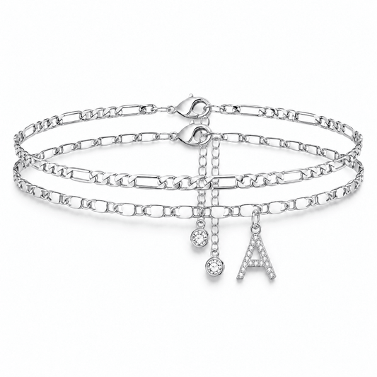 Signature Layered Initial Anklet