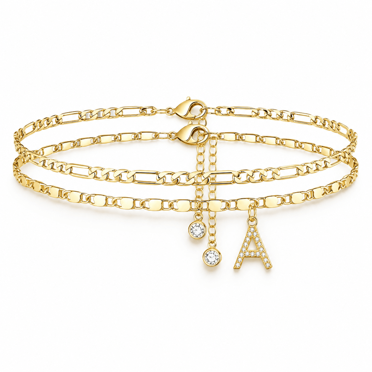 Signature Layered Initial Anklet