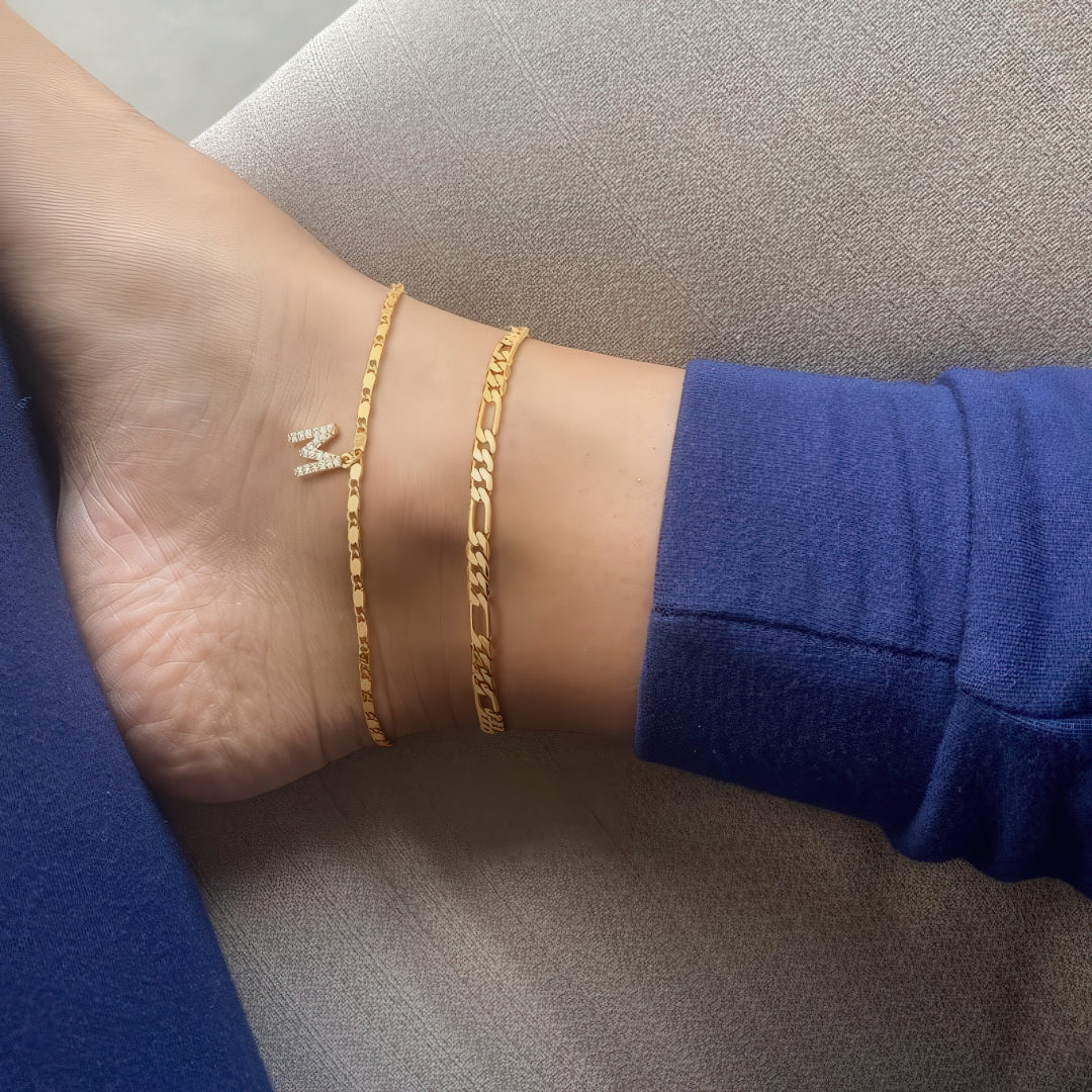 Signature Layered Initial Anklet
